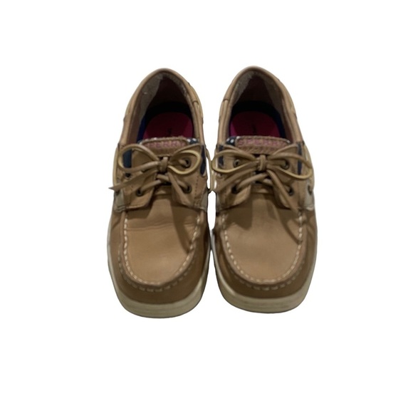 Sperry Butterfly Fish Women Tan & Blue & White Dots Loafers Boat Shoes Sz 5M - Picture 3 of 10